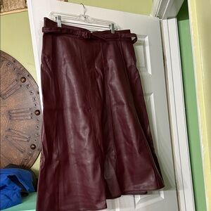 Ann Taylor Rich Burgundy A-Line Vegan Leather Skirt